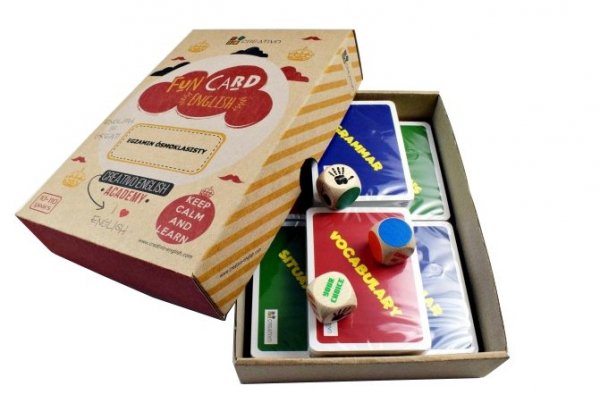 Karty Językowe Angielski Fun Card English Egzamin ósmoklasisty. Karty + kości do gry