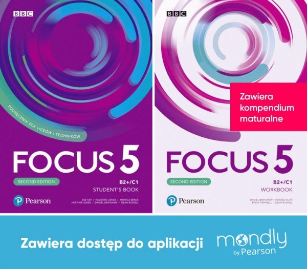 Focus Second Edition 5. Komplet Podręcznik + Zeszyt ćwiczeń + dostęp do aplikacji Mondly by Pearson