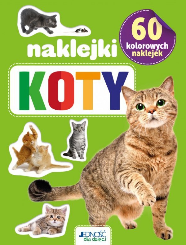60 kolorowych naklejek. Koty