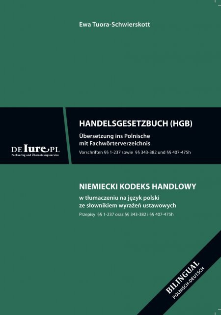 Niemiecki kodeks handlowy. Tłumaczenie na język polski ze słownikiem wyrażeń ustawowych 
