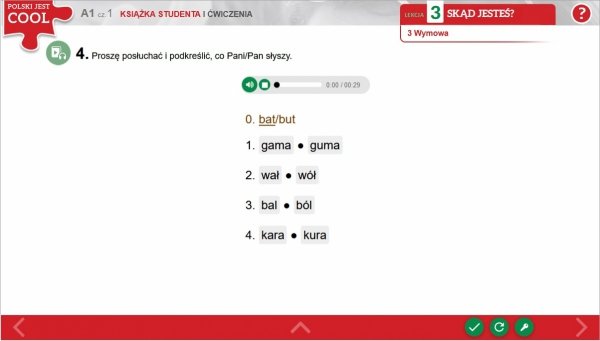 zadania na słuchanie / ćwiczenie wymowy (kurs fonetyczny)