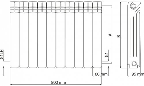 Grzejnik aluminiowy Wulkan Italy H500 - 10 żeberek