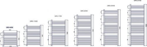 Grzejnik łazienkowy DIAMOND GR3-V 570x1600, zasilanie dolne centryczne, kolor: czarny