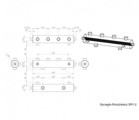 Sprzęgło hydrauliczne z rozdzielaczem 60kW DN25 SR1-2