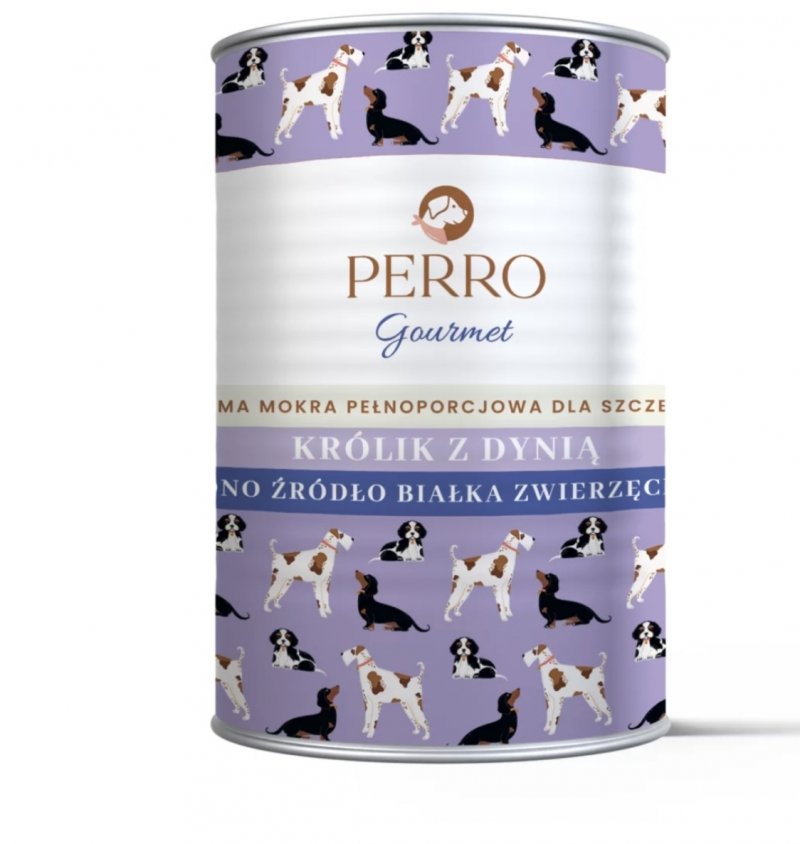 Perro JUNIOR Gourmet Królik z dynią – monobiałkowa formuła dla szczeniąt wszystkich ras 400g