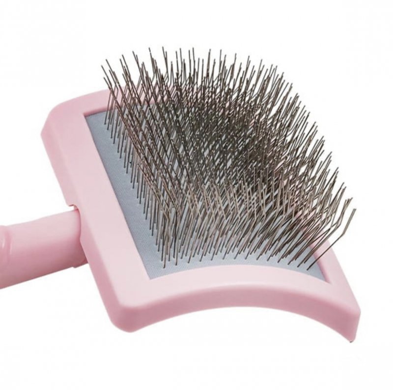 TPL Szczotka z plastikowym trzonkiem L- miękkie piny stal nierdzewna 25 mm, różowa 17.5x10.6x6.2 cm