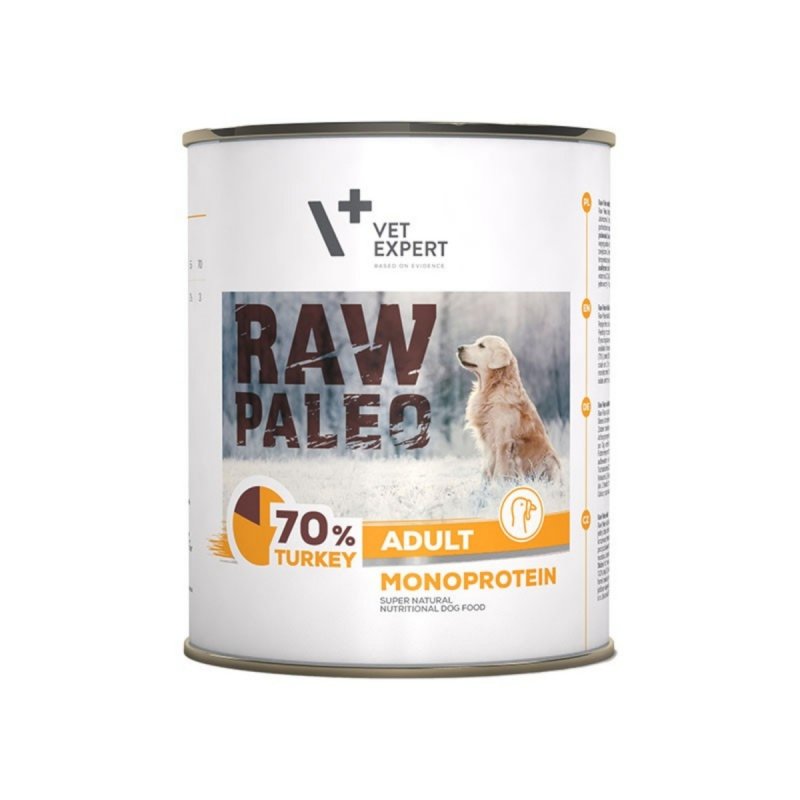 RAW PALEO ADULT DOG TURKEY  800g - mokra karma dla psów dorosłych monoproteina z indykiem