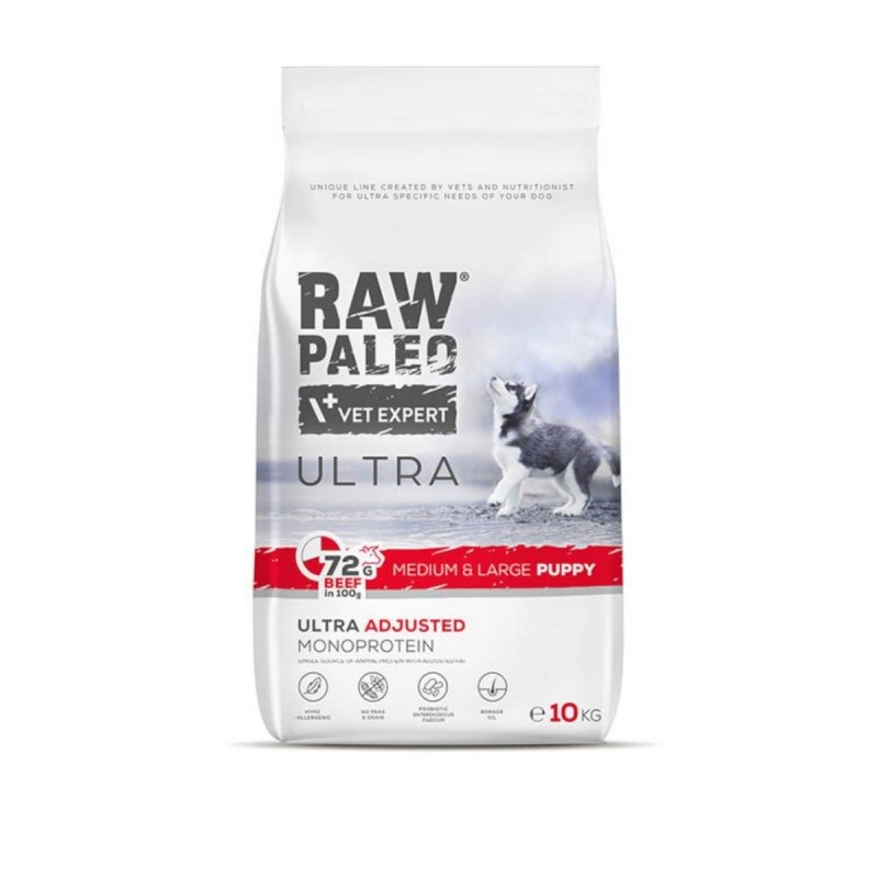 Raw Paleo Ultra Beef Puppy Medium Large Sucha Karma Z Wołowiną Dla Szczeniąt Ras Średnich I Dużych 10kg