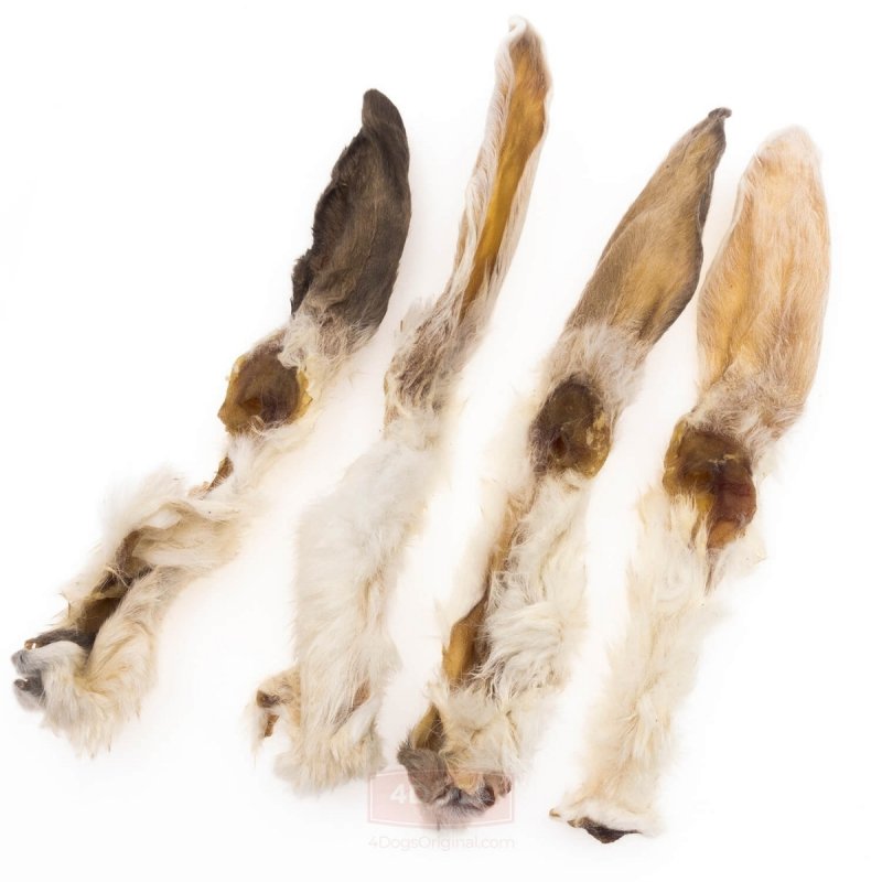 Suszone Ucho Królika z Futrem 4Dogs 1opakownie 10sztuk