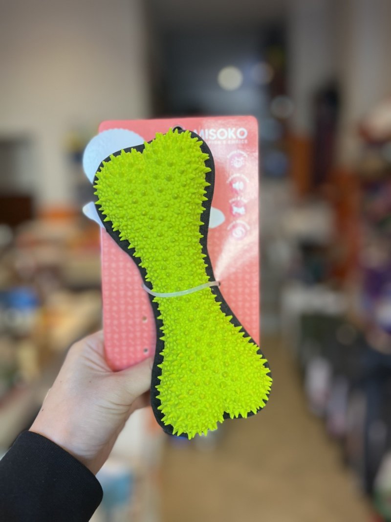 MISOKO Zabawka dla psa KOŚĆ zielono-niebieska, lateks, 19 cm