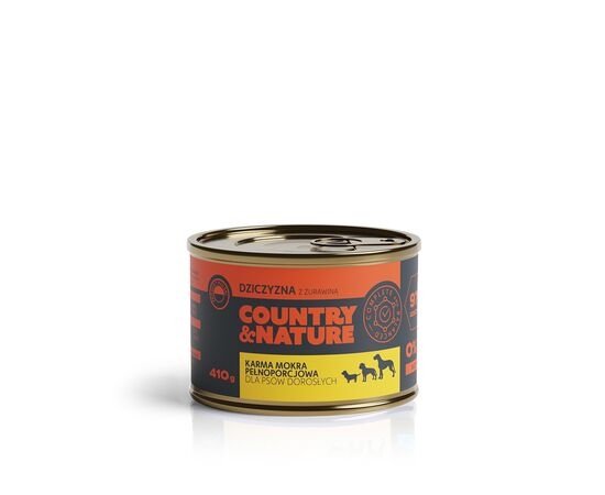 Country&amp;Nature Bezzbożowa mokra karma z dziczyzną z żurawiną 410 g 