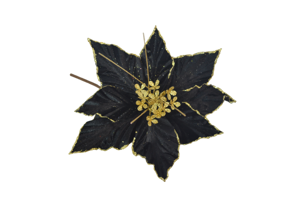 Gałązka kwiatowa aksamitna ze złotym brzegiem - BXT1340