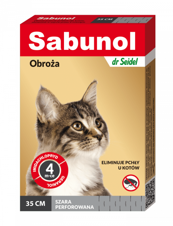 SABUNOL obroża szara przeciw pchłom dla kotów 35cm
