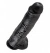 Pipedream 11 Cock with Balls Black - Dildo czarne z jądrami i przyssawką 28 cm