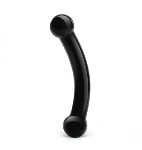 Glas Double Bull Black Glass Dildo - podwójne dildo, szklane