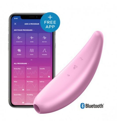 Zdalny stymulator łechtaczki- Satisfayer Curvy 3+ Pink incl. Bluetooth and App. Silne wibracje- 2 mocne silniczki. Razem lub solo.