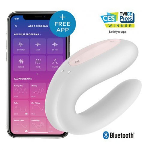  Satisfyer Double Joy White incl. Bluetooth and App - zdalny wibrator dla par