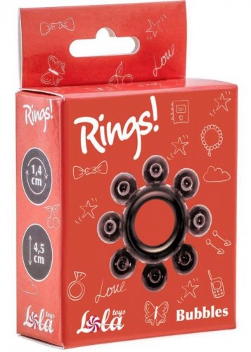 Lola Toys Cockring Rings Bubbles black - pierścień erekcyjny elastyczny