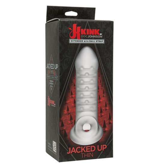 Kink Jacked Up Thin - nakładka na penisa z paskiem kulkowym 11,5cm