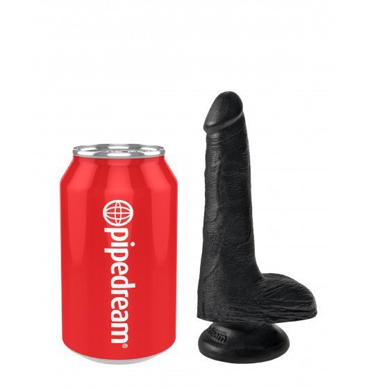 King Cock 6&quot; Cock with Balls Black Dildo czarne z jądrami i przyssawką 15 cm