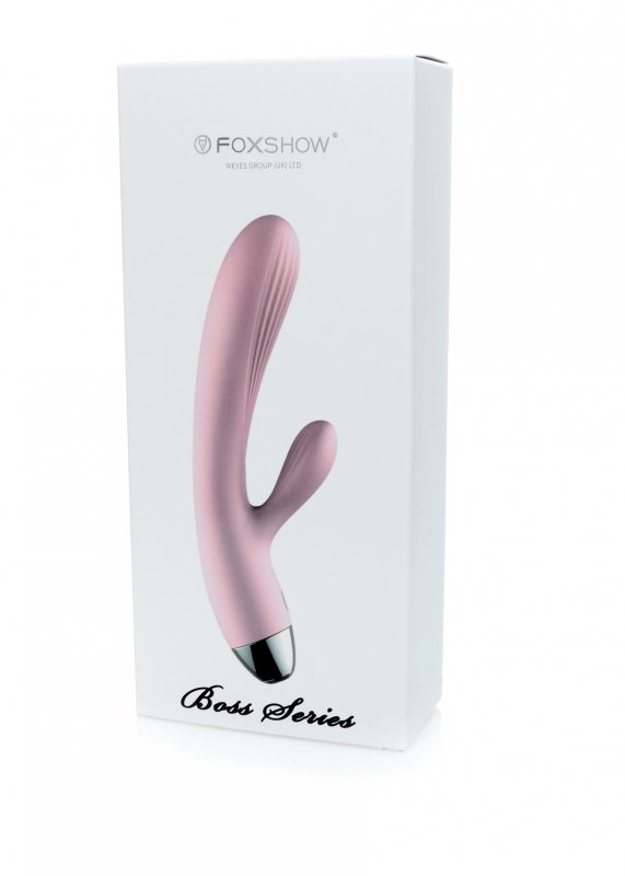 Boss Series Silicone Vibrator Pink USB 10 Function - wibrator króliczek z funkcją grzania i pulsacjami