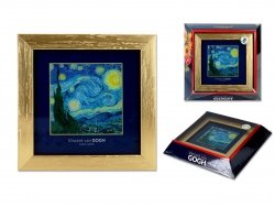 Obrazek 13x13 - Vincent van Gogh - Gwiaździsta noc - złota ramka