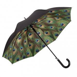 Pawie oczko - parasol z podwójną czaszą i skórzaną rączką