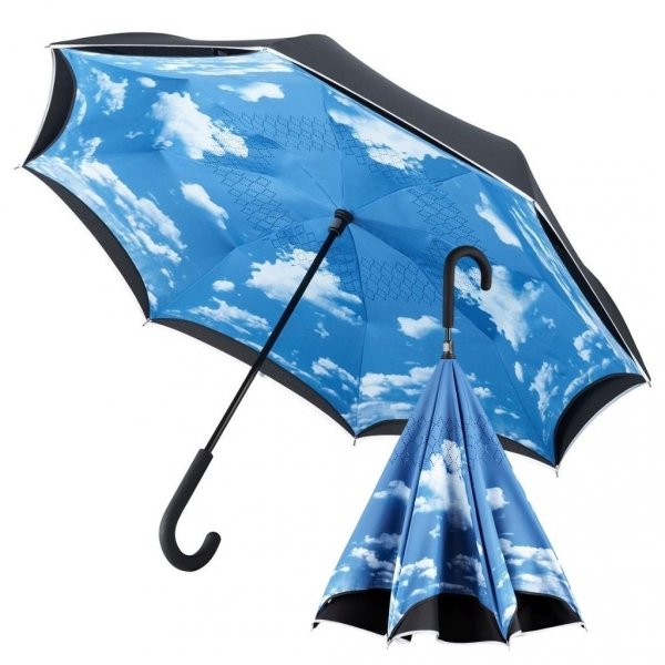 FARE®-Contrary Sky chmury parasol odwrotny z odblaskową lamówką