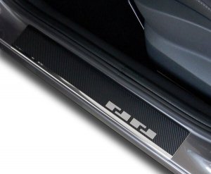 FIAT 500L od 2013 Nakładki progowe - stal + folia karbonowa [ 4szt ]