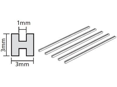 Tamiya 70206 Clear Plastic Beams 3mm H *5