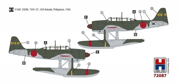 Hobby 2000 72087 Aichi E16A1 Zuiun Late 1/72 (Fujimi + Cartograf)