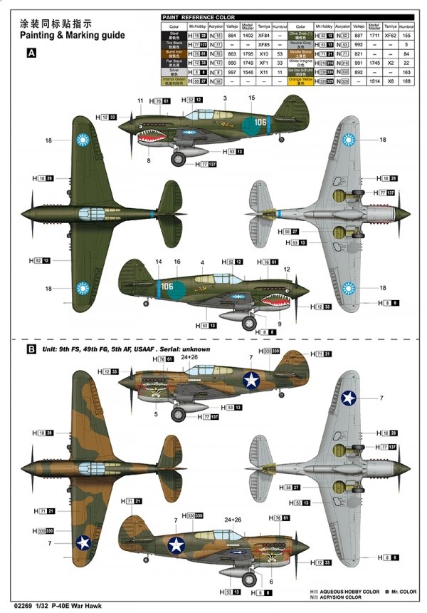 Trumpeter 02269 P-40E War Hawk 1/32