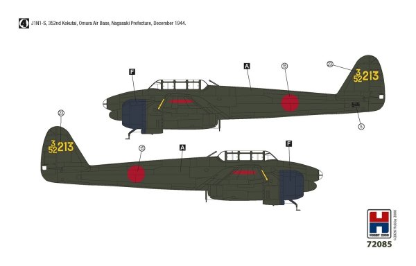 Hobby 2000 72085 Nakajima J1N1-S Gekko Late 1/72 (Fujimi + Cartograf)
