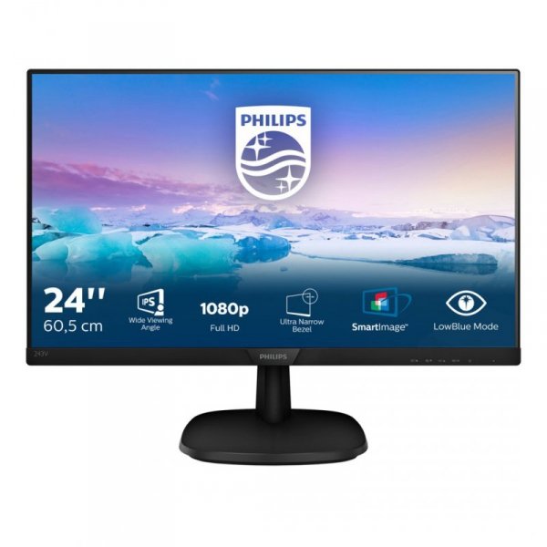 Monitor Philips 243V7QDAB/00 (23,6&quot;; IPS/PLS; FullHD 1920x1080; HDMI, VGA; kolor czarny)