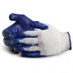 Rękawiczki wampirki R450 niebieskie dziane powlekane lateksem 10 par