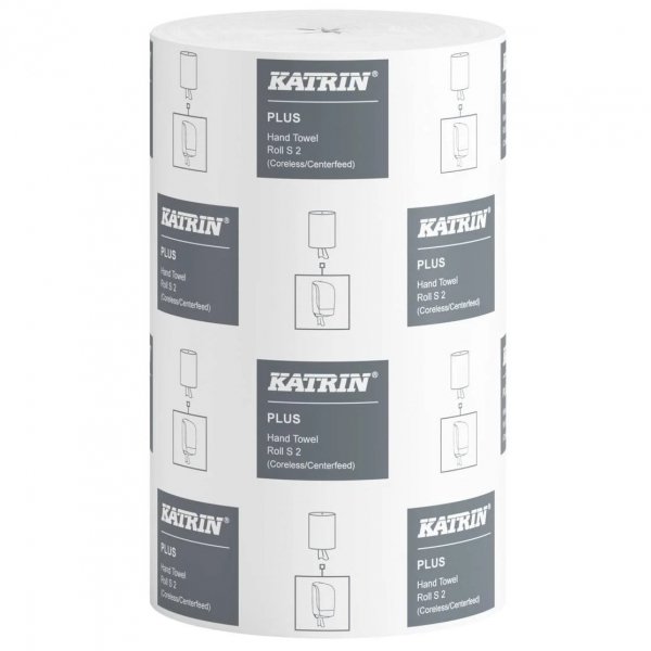 Ręczniki papierowe Katrin Plus S2 w roli 2-warstwowe białe 60m 12 sztuk [2634]