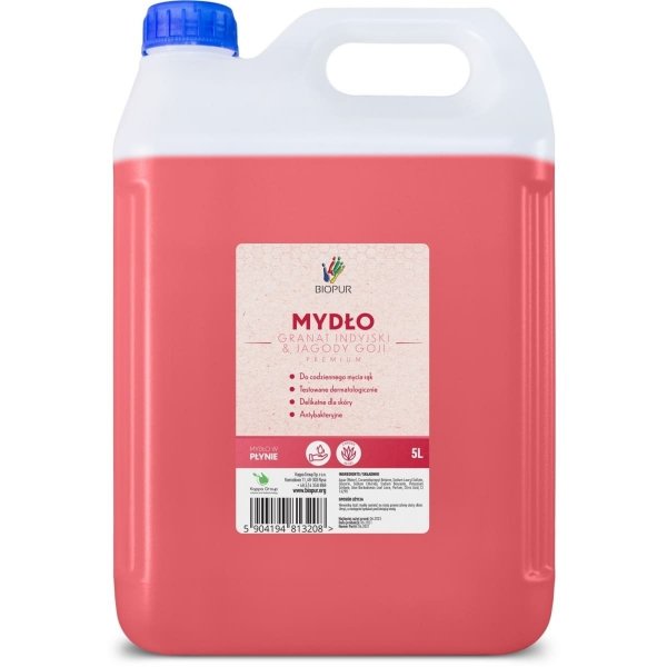 Mydło w płynie Biopur 5L o zapachu granatu i jagody goji