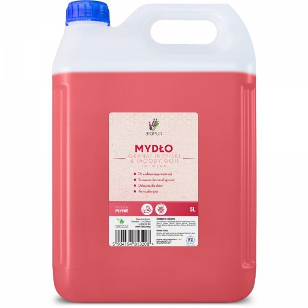 Mydło w płynie Biopur 5L o zapachu granatu i jagody goji