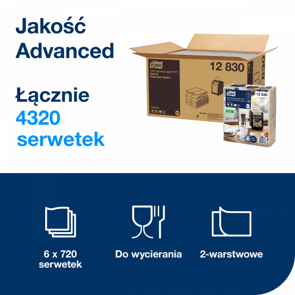 Serwetki dyspenserowe Tork Xpressnap Fit N14 naturalne 6x720 sztuk [12830]
