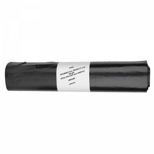 Worki na śmieci LDPE, czarne, 240L, 20 sztuk