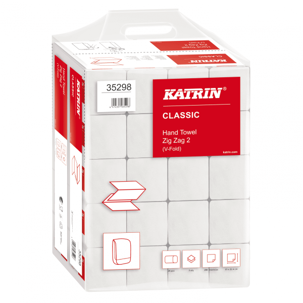 Ręczniki składane ZZ Katrin Classic 23x22 2-warstwowe białe 20x200 listków [35298]