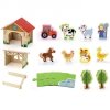 Drewniana Farma dla Zwierząt 3D Zagroda ze zwierzętami 30 elementów - Viga Toys