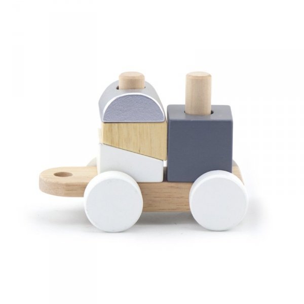 Drewniana Kolejka z wagonikami do ciągnięcia + Klocki - Viga Toys