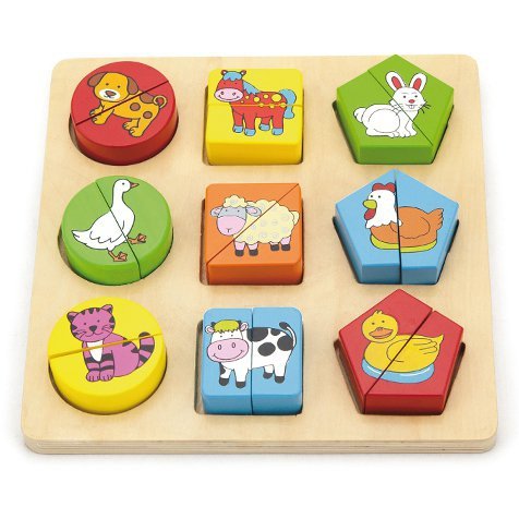 Puzzle Edukacyjne - Drewniane Zwierzęta - Viga Toys