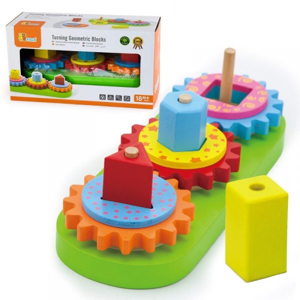 Drewniany Edukacyjny Sorter Kształtów Kolorów i Wzorów - Viga Toys