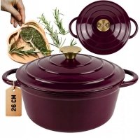 EMALIOWANY GARNEK ŻELIWNY 26cm 5L HAGE EGGPLANT 