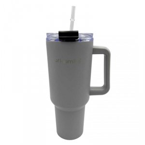 STALOWY KUBEK TERMICZNY TERMOS 1200ml Z RĄCZKĄ I SŁOMKĄ KM-2173