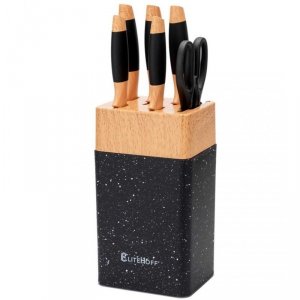 ZESTAW NOŻY KUCHENNYCH W STOJAKU Z OSTRZAŁKĄ E-6267