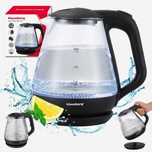 CZAJNIK ELEKTRYCZNY SZKLANY 1,2L KLAUSBERG KB-9003 LED
