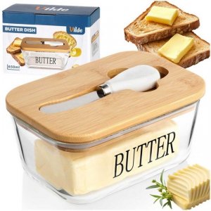 MASELNICZKA SZKLANA Z NOŻYKIEM I BAMBUSOWĄ POKRYWĄ 139475